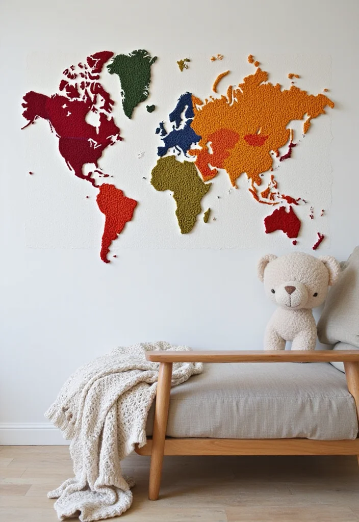 Step-by-Step Guide to Scrap Yarn Crochet Projects: 21 Fun Visual Inspirations - 18. Crochet Wall Map