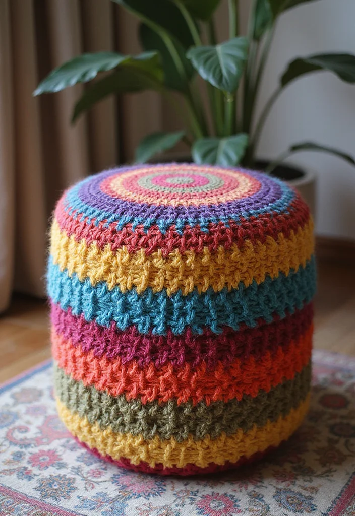 Step-by-Step Guide to Scrap Yarn Crochet Projects: 21 Fun Visual Inspirations - 19. Yarn-Wrapped Stools