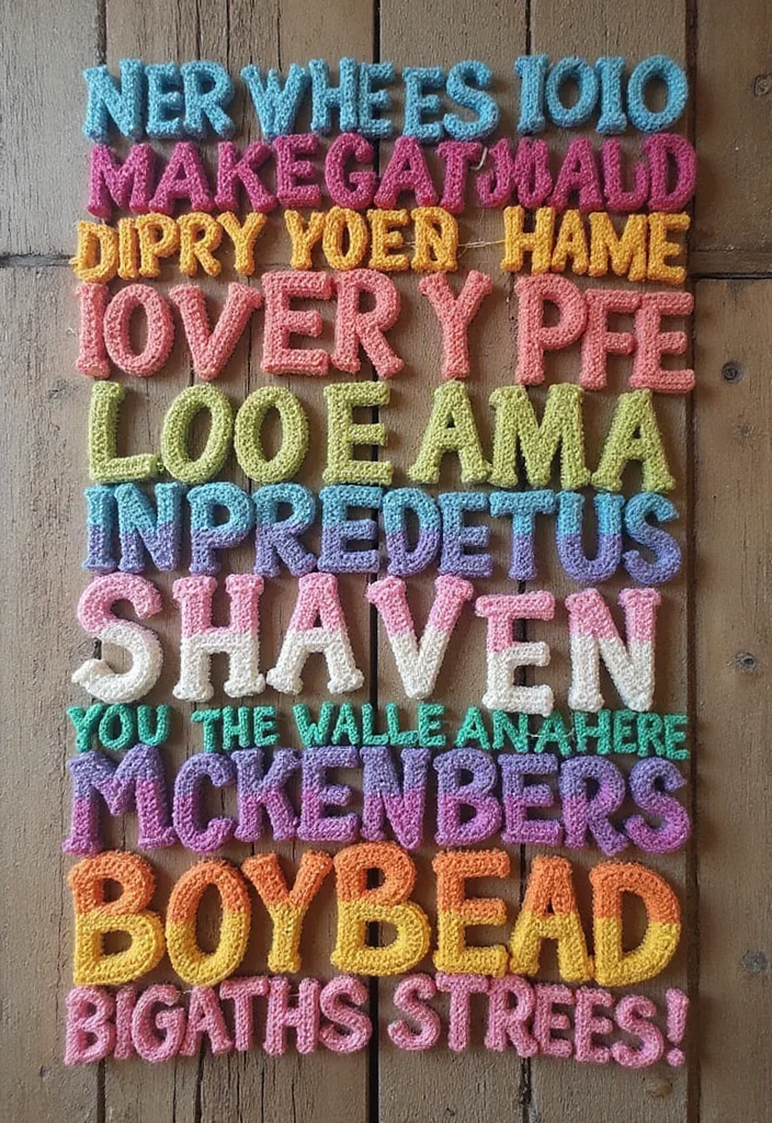 Step-by-Step Guide to Scrap Yarn Crochet Projects: 21 Fun Visual Inspirations - 20. Crochet Quote Wall Art