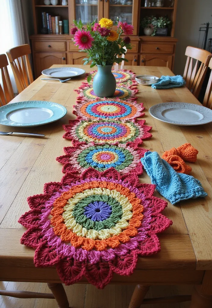 Step-by-Step Guide to Scrap Yarn Crochet Projects: 21 Fun Visual Inspirations - 21. Crochet Table Runner