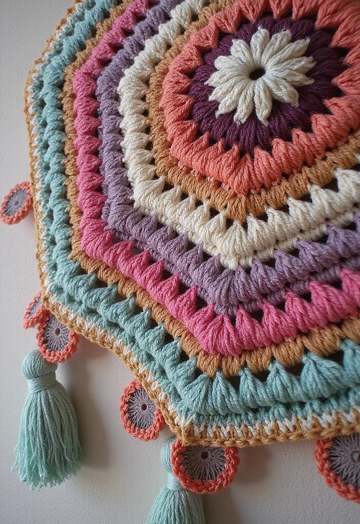 Step-by-Step Guide to Scrap Yarn Crochet Projects: 21 Fun Visual Inspirations - 3. Textured Crochet Tapestry