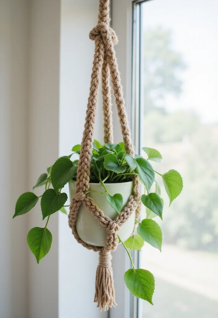 Step-by-Step Guide to Scrap Yarn Crochet Projects: 21 Fun Visual Inspirations - 5. Crochet Plant Hanger