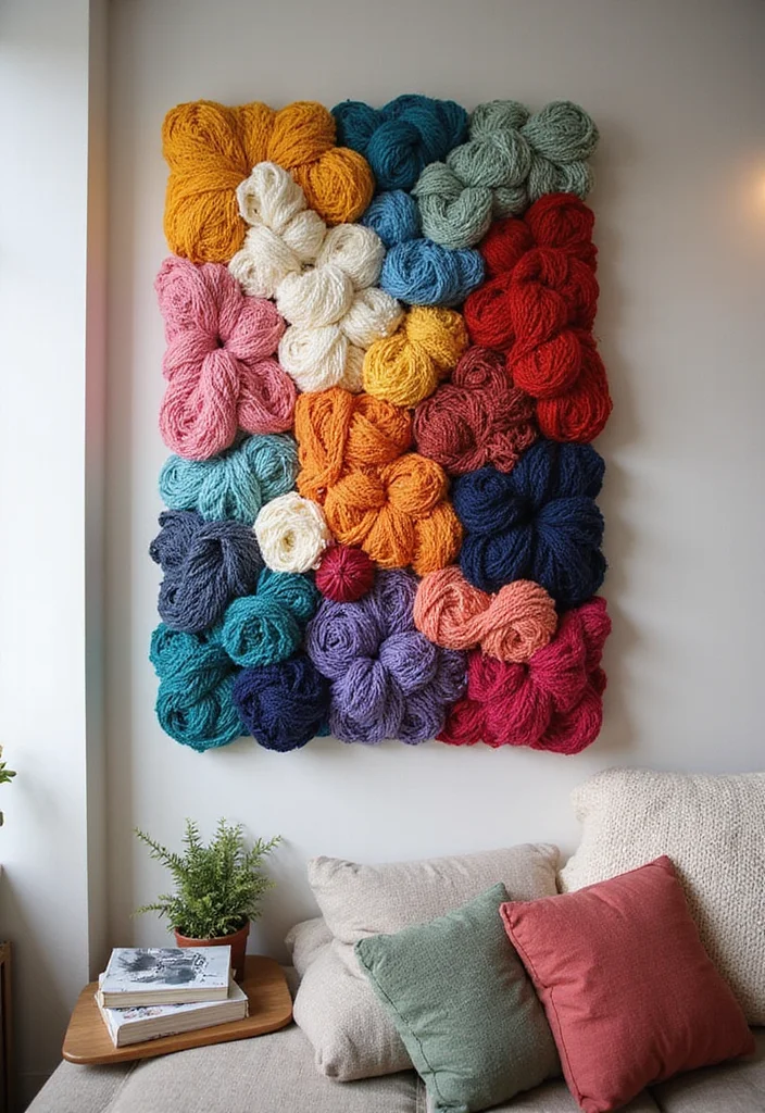 Step-by-Step Guide to Scrap Yarn Crochet Projects: 21 Fun Visual Inspirations - 8. Colorful Yarn Paintings